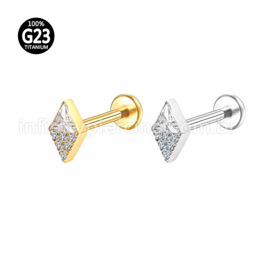 Piercing Labret Titânio Losango Zircônias