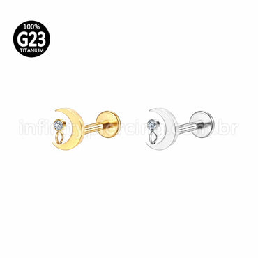 Piercing Labret Titânio Lua Zircônia