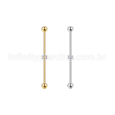 Piercing Transversal Aço Cirurgico Zircônia Flor