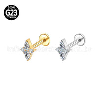 Piercing Labret Titânio 4 Zircônias