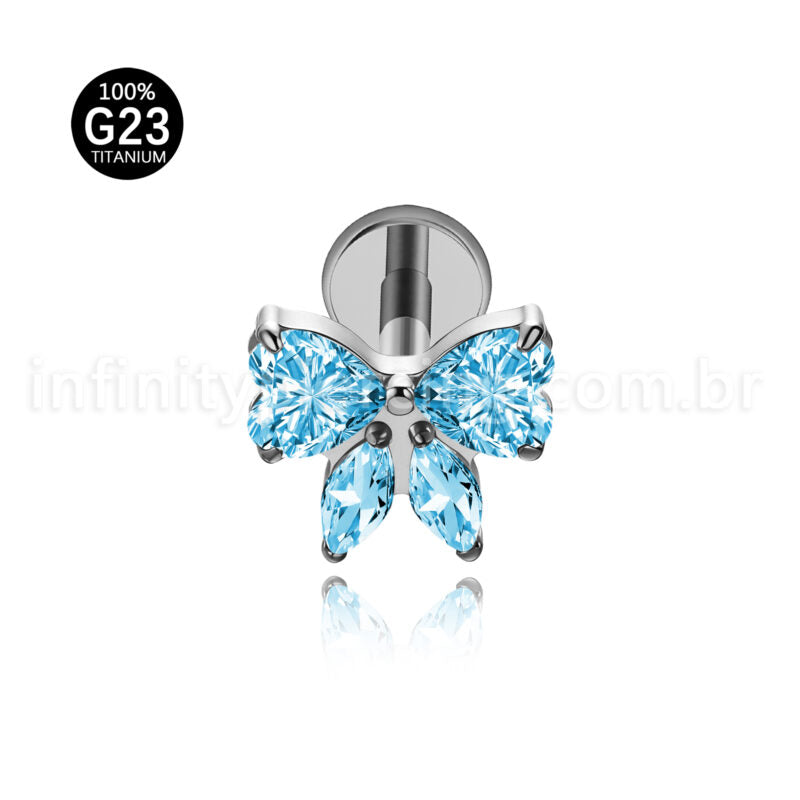 Piercing Labret Titânio Laço Zircônia Cravejada