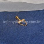 Piercing Labret Titânio 2 Zircônias Com Corrente