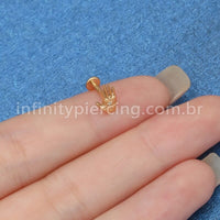Piercing Labret Aço Cirúrgico Mão Com Zircônia