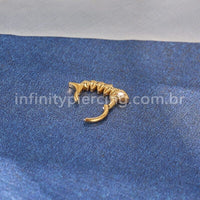 Piercing Argola Titânio Segmento Articulado Peixe Zircônias Cravejadas
