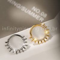 Piercing Argola Titânio Segmento Articulado Zircônia Cravejada