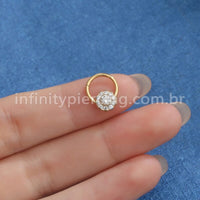 Piercing Argola Aço Cirúrgico Segmento Articulado Flor Zircônia