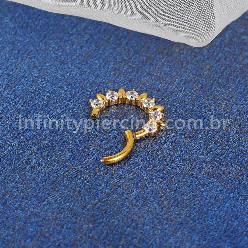 Piercing Argola Titânio Detalhe Zircônia Frontal
