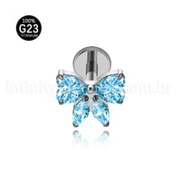 Piercing Labret Titânio Laço Zircônia Cravejada
