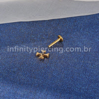 Piercing Labret Aço Cirúrgico X Zircônia Cravejada