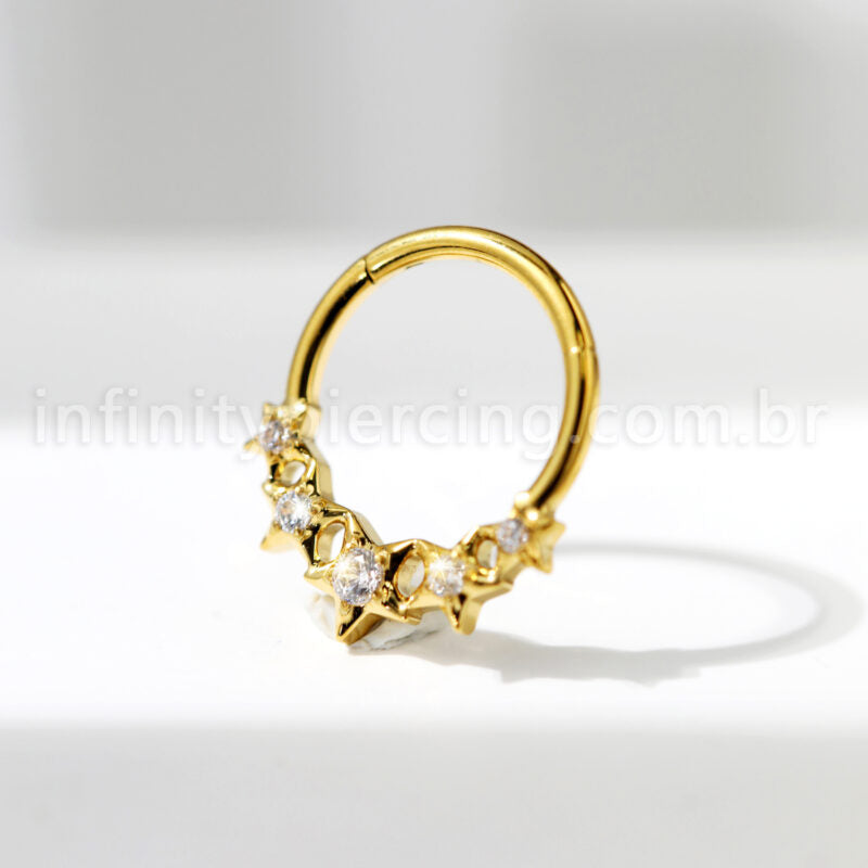 Piercing Argola Titânio Estrelas Com Zircônia