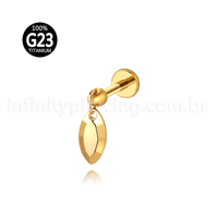 Piercing Labret Titânio Pingente Oval Com Pontas