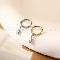 Piercing Argola Titânio Zircônia Frontal Pingente Oval Com Pontas