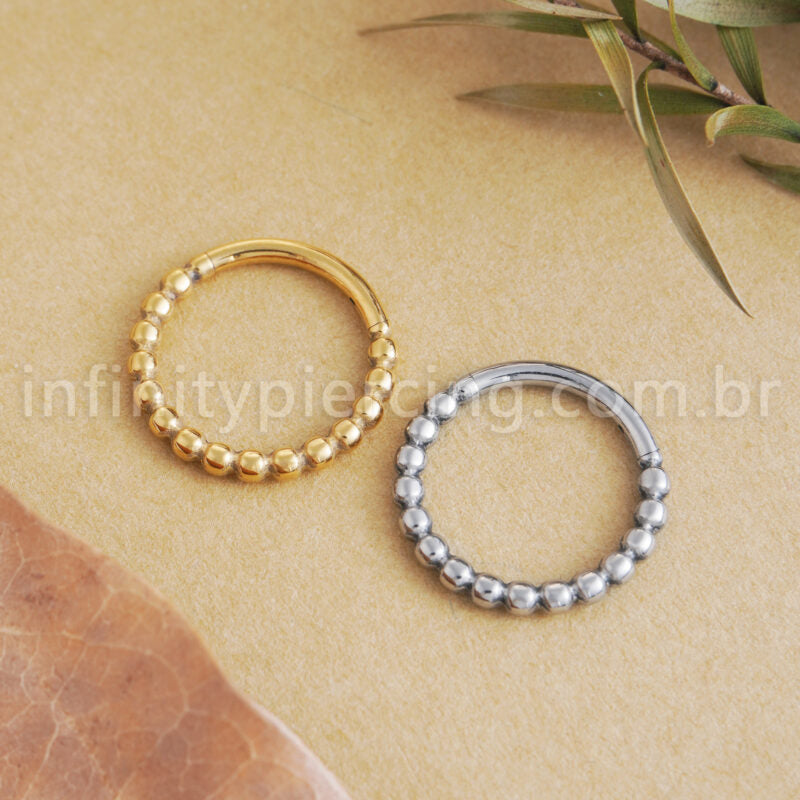 Piercing Argola Titânio Segmento Articulado Bolinhas