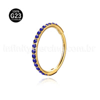 Piercing Argola Segmentada Titânio 1 Fileira Zircônia Cravejada