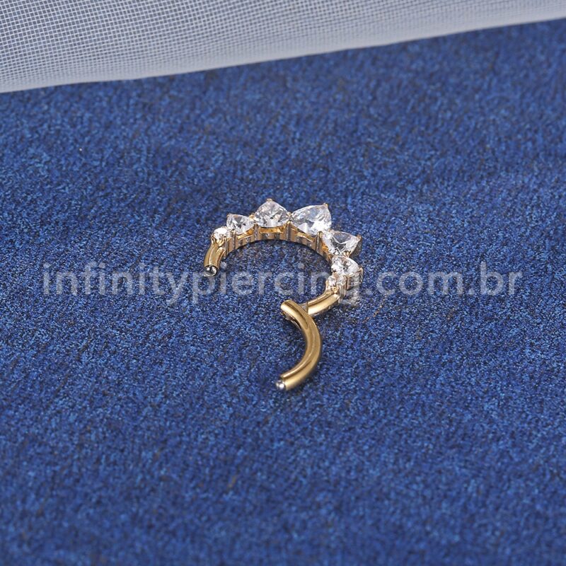Piercing Argola Titânio Segmento Coração Em Zircônia Cravejada 1,2X8 10446