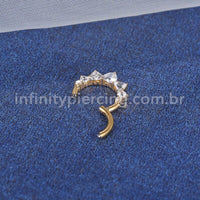 Piercing Argola Titânio Segmento Coração Em Zircônia Cravejada 1,2X8 10446