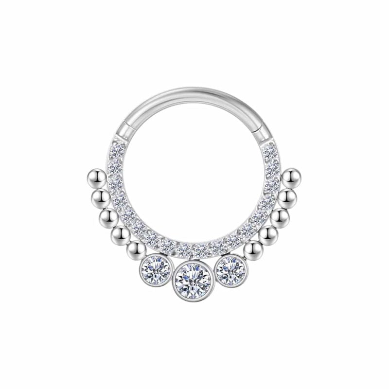 Piercing Argola Segmentada Aço Cirúrgico Zircônia 3 Pedras