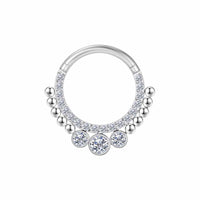 Piercing Argola Segmentada Aço Cirúrgico Zircônia 3 Pedras