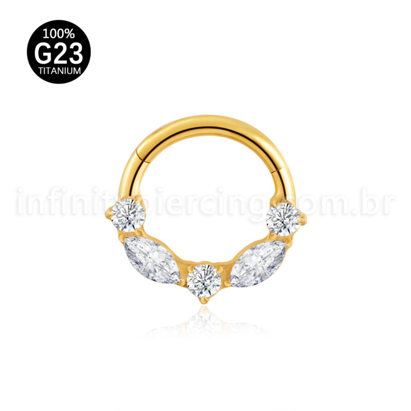 Piercing Argola Titânio Segmento Articulado Zircônia Cravejada