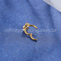Piercing Argola Titânio Segmento Articulado Flor 5 Pedras