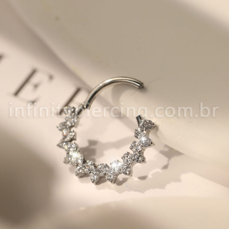 Piercing Argola  Aço Cirúrgico Segmento Articulado Zircônias