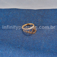 Piercing Argola Segmento Articulado Ouro 14K Com Correntes