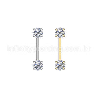 Piercing Mamilo Push Pin Aço Cirúrgico Zircônia Redonda