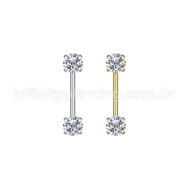 Piercing Mamilo Push Pin Aço Cirúrgico Zircônia Redonda