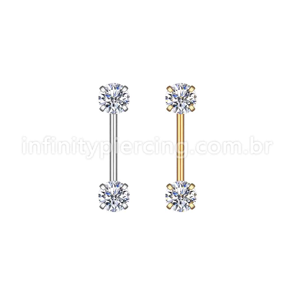 Piercing Mamilo Push Pin Aço Cirúrgico Zircônia Redonda