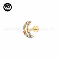 Piercing Labret Titânio Lua Zircônia Colorida Cravejada
