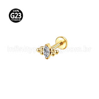 Piercing Labret Titânio Indiano Zircônia