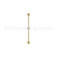 Piercing Transversal Aço Cirurgico Zircônia Mini Flor