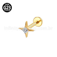 Piercing Labret Titânio Estrela Zircônia