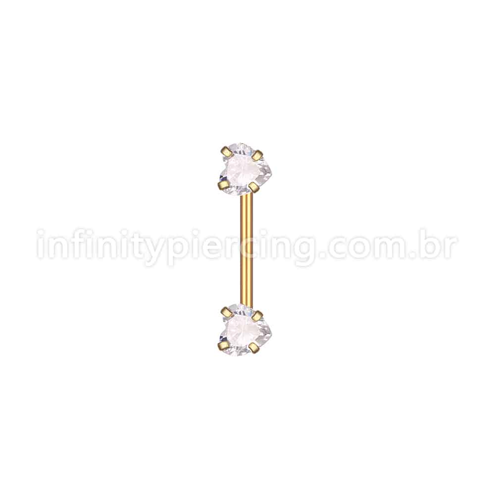 Piercing Mamilo Push Pin Aço Cirúrgico Zircônia Coração