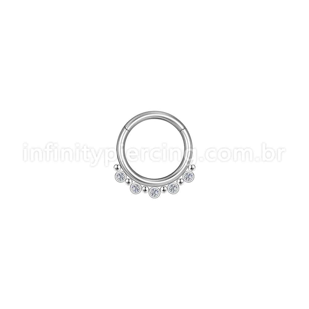 Piercing Argola Aço Cirúrgico Indiano 5 Zircônias