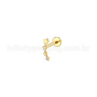 Piercing Labret Aço Cirúrgico Estrelas 1 Zircônia