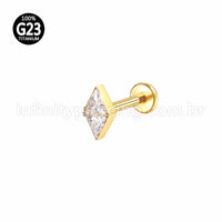 Piercing Labret Titânio Losango 2 Zircônias