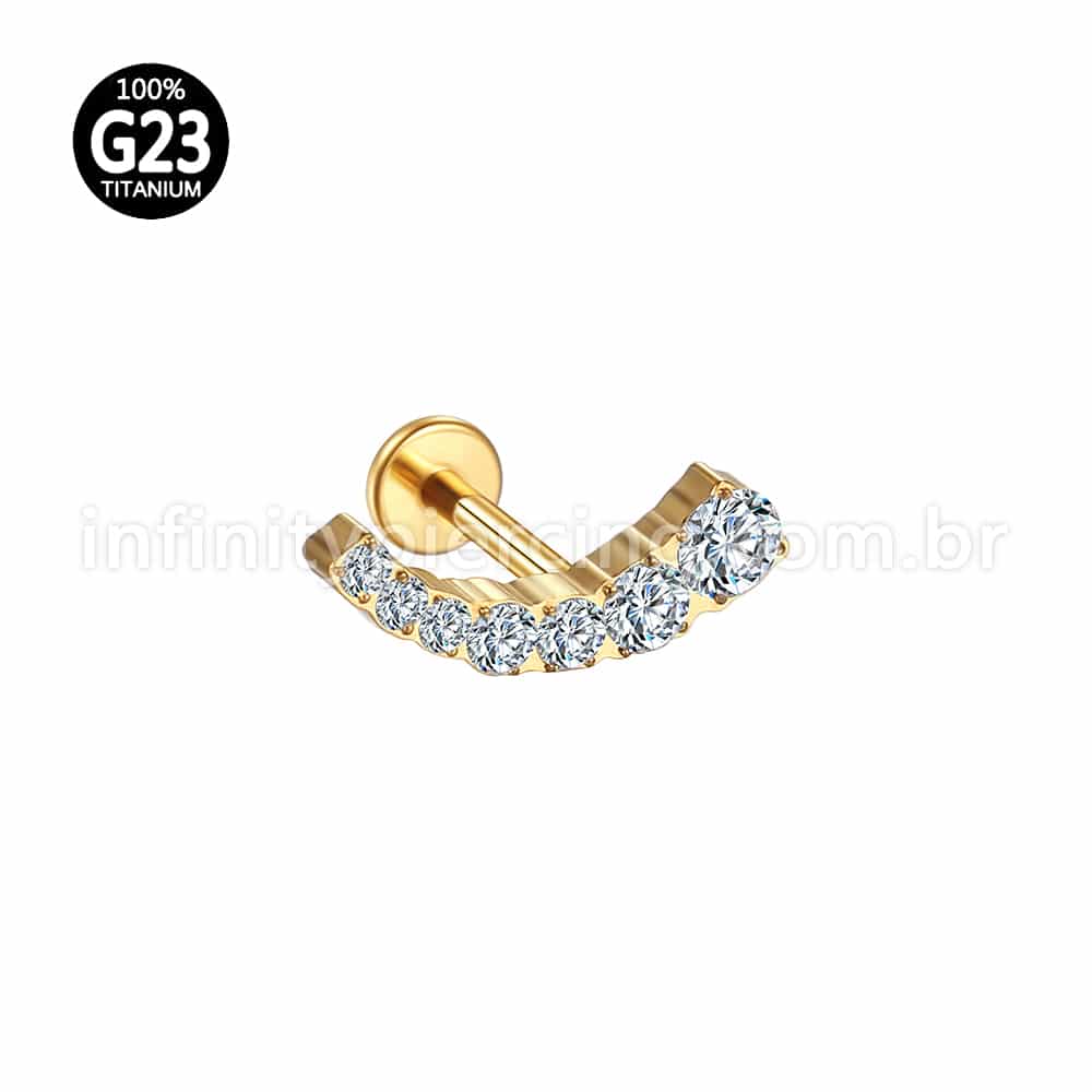 Piercing Labret Titânio Cluster 7 Zircônias