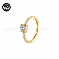 Piercing Argola Titânio Segmento Articulado Zircônia Redonda