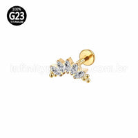 Piercing Labret Titânio Indiano Cluster Zircônias Cravejadas