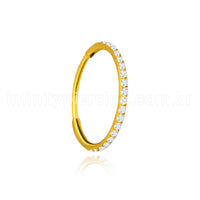 Piercing Argola Segmentada Aço Cirurgico 1 Fileira Zircônia Cravejada