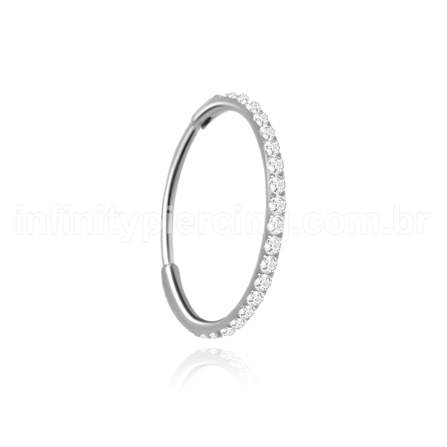 Piercing Argola Segmentada Aço Cirurgico 1 Fileira Zircônia Cravejada