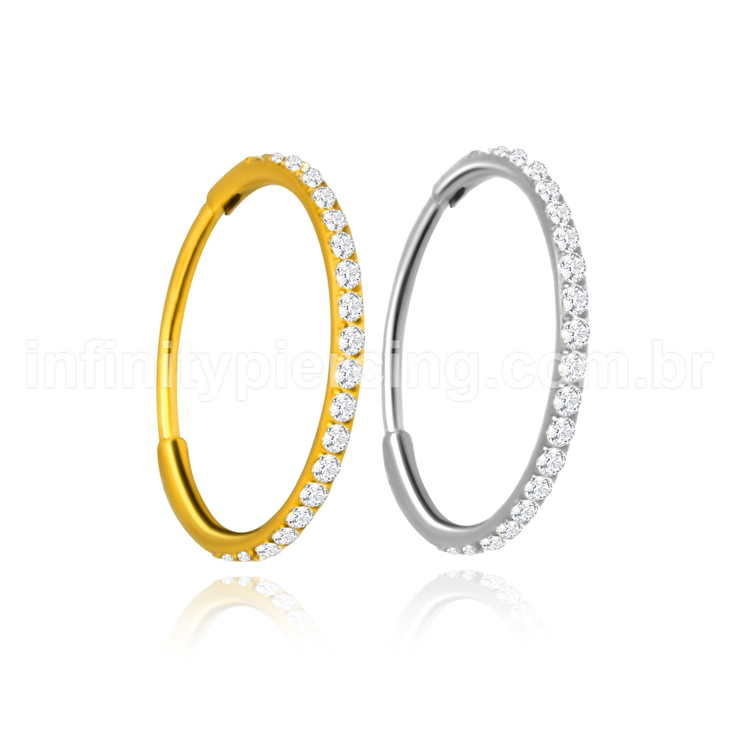 Piercing Argola Segmentada Aço Cirurgico 1 Fileira Zircônia Cravejada