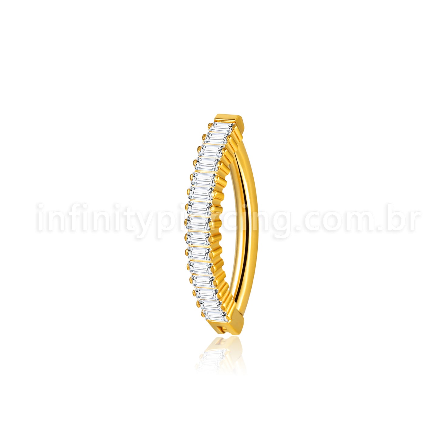 Piercing Argola Para Umbigo  Aço Cirúgico Zircônia Retangular