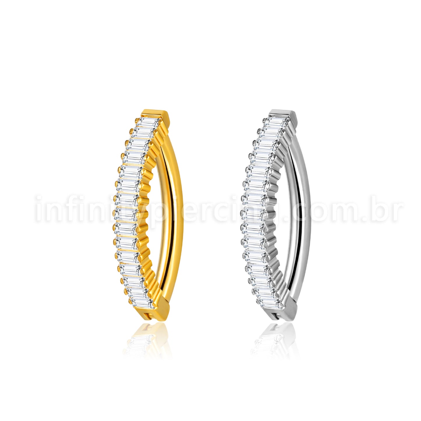 Piercing Argola Para Umbigo  Aço Cirúgico Zircônia Retangular