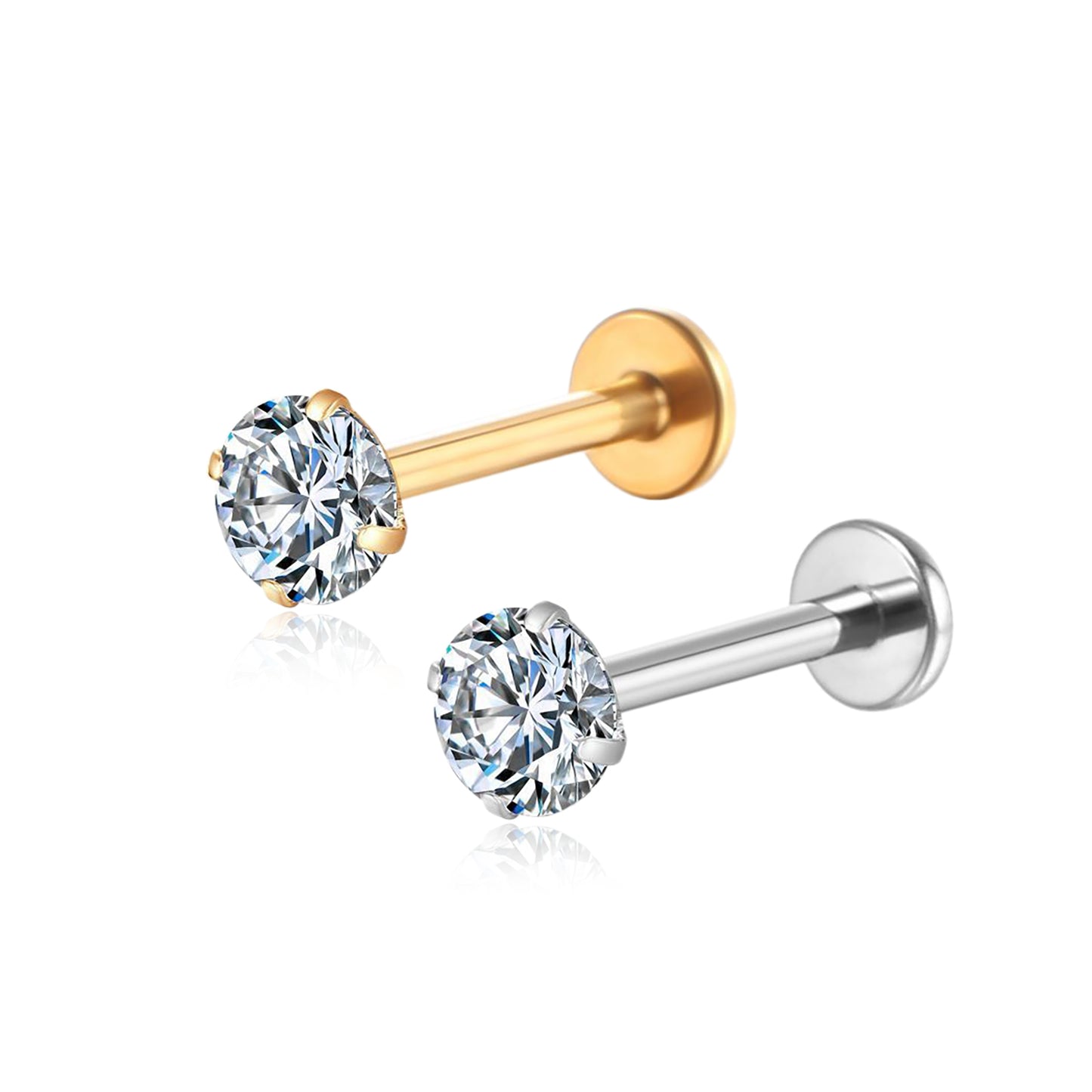 PIERCING LABRET TITÂNIO PVD ZIRCÔNIA REDONDA