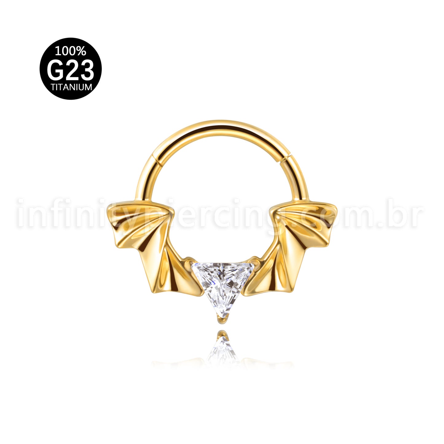 Piercing Argola Titânio Segmento Articulado Asas/Zircônia Cravejada