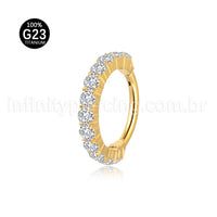 Piercing Argola Titânio Segmento Articulado Zircônia Cravejada Lateral