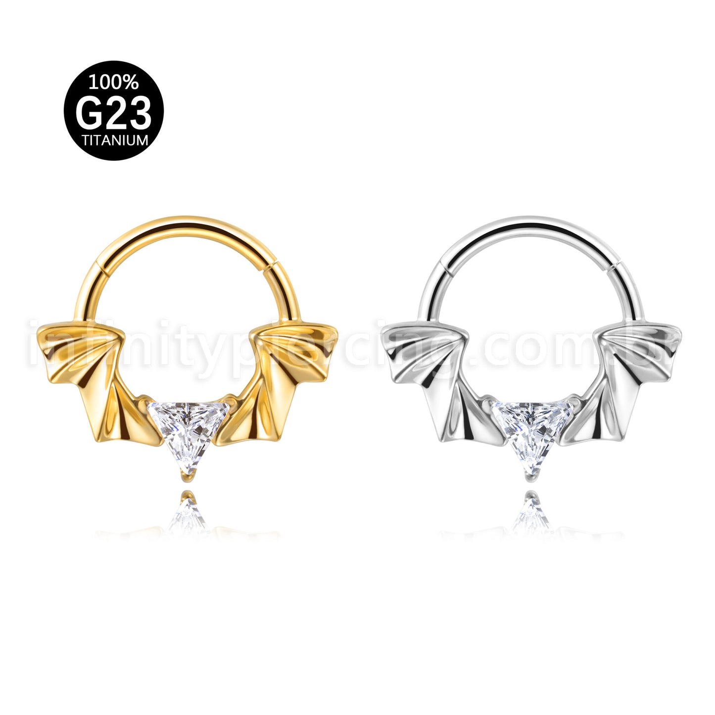 Piercing Argola Titânio Segmento Articulado Asas/Zircônia Cravejada