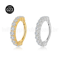 Piercing Argola Titânio Segmento Articulado Zircônia Cravejada Lateral